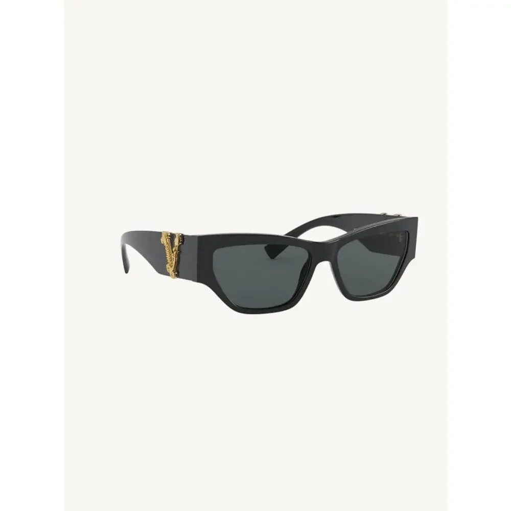 Versace VE4383 GB1/87 Black Cat Eye Sunglasses Gold Barocco V New Full Set